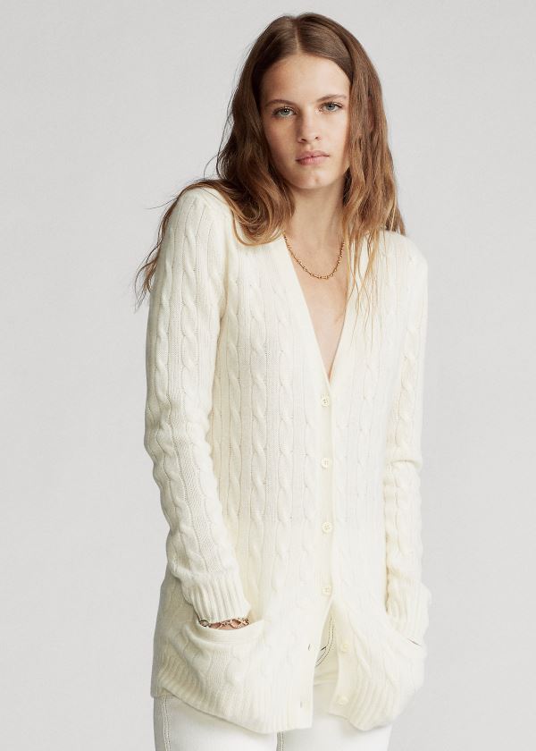 Cardigan Polo Ralph Lauren Cable-Knit Cashmere Mulher 69451-SNZX